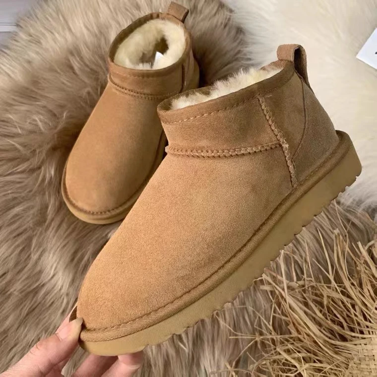 周冬雨同款男女同款棉鞋,短靴,冬季,,时尚加绒加厚保暖牛皮雪地靴