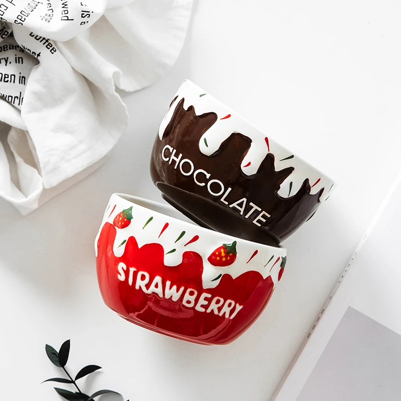 可爱个性沙拉碗家用ins单个日式陶瓷餐具碗碟套装创意情侣草莓