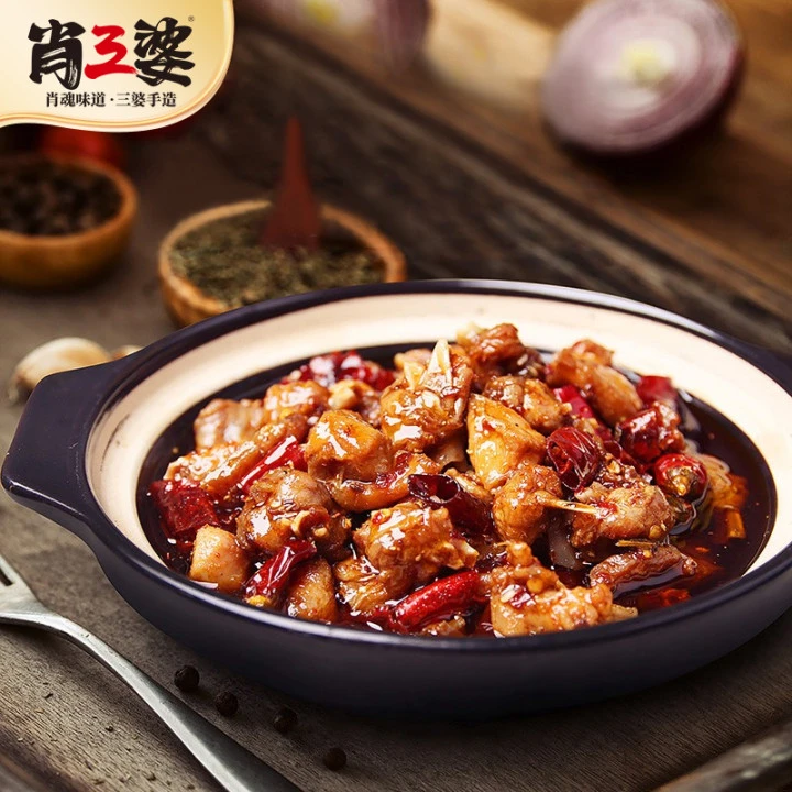 肖三婆冷吃兔丁150g*2袋加120g火焰豆脯四川麻辣兔肉川味香辣小吃