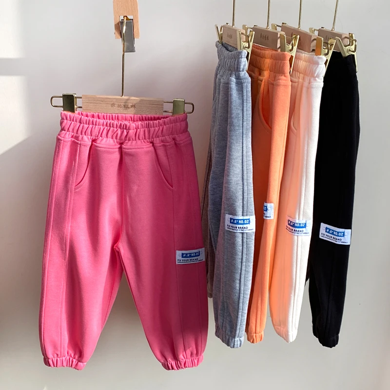 男女童裤子珠地棉儿童休闲卫裤秋装韩版罩裤女宝宝运动裤外穿春秋