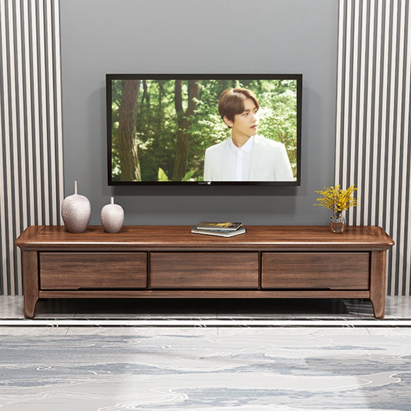 胡桃木实木电视柜，茶几组合，储物小户型客厅家用北欧简约整装地柜