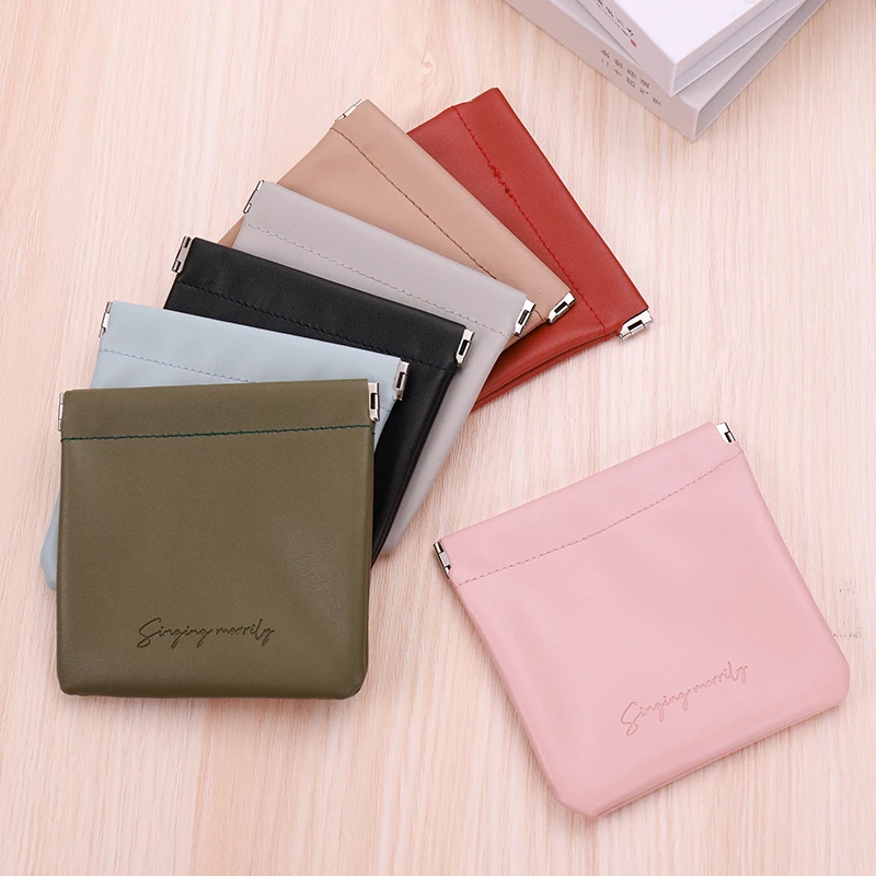 PU纯色化妆包小号女便携耳机保护套迷你饰品小包杂物口红收纳包