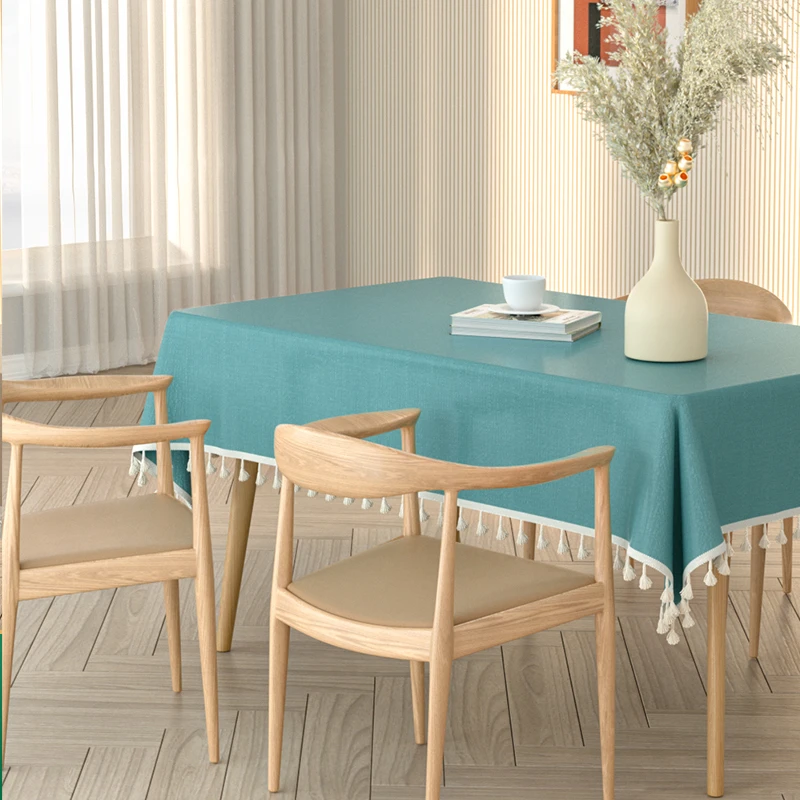 轻奢高级感棉麻桌布防水防油免洗ins风长方形餐桌台布艺茶几桌垫