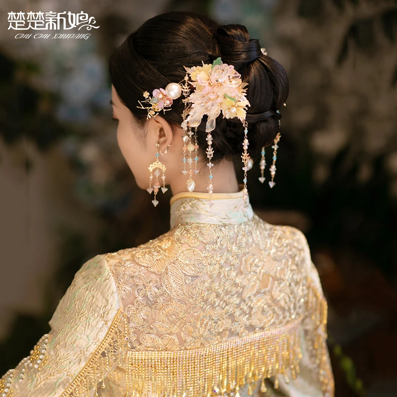合金合成锆石婚庆饰品 2812楚楚新娘复古中式结婚头饰