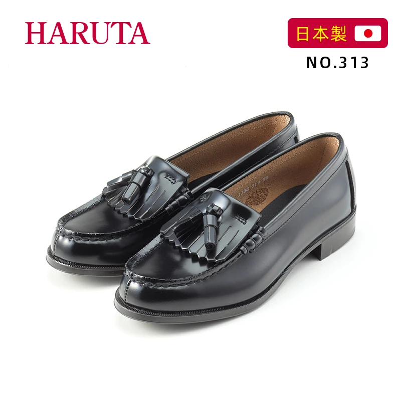 Haruta313女鞋2022新款春真皮单鞋子学生百搭流苏jk制服鞋乐福鞋