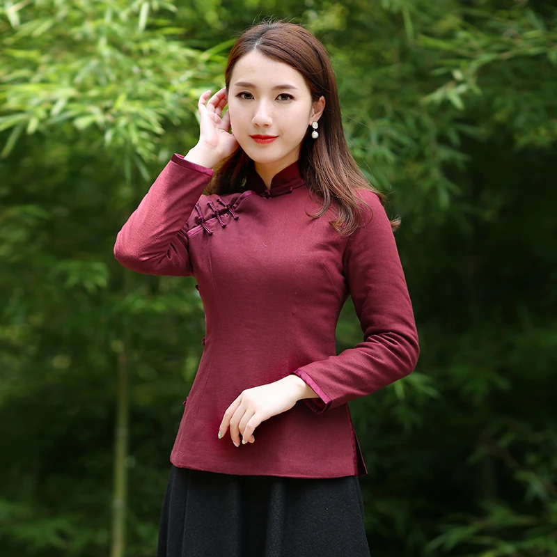 筠雅改良中式唐装民国风盘扣上衣茶服复古加厚棉袄中国风女装9438