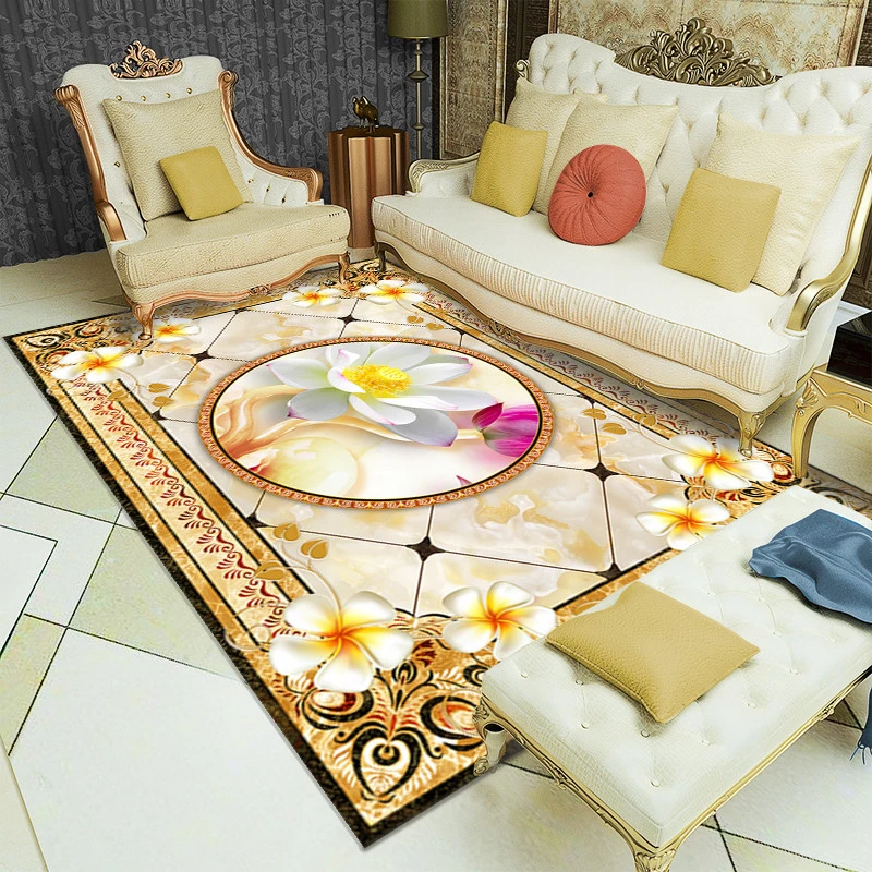 家用中国风田园客厅地毯茶几毯卧室床边毯水晶绒大面积满铺地毯