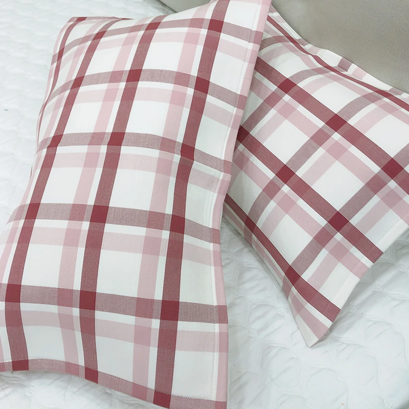 简约中格系列-夏季竹纤维软凉席透气亲肤枕套