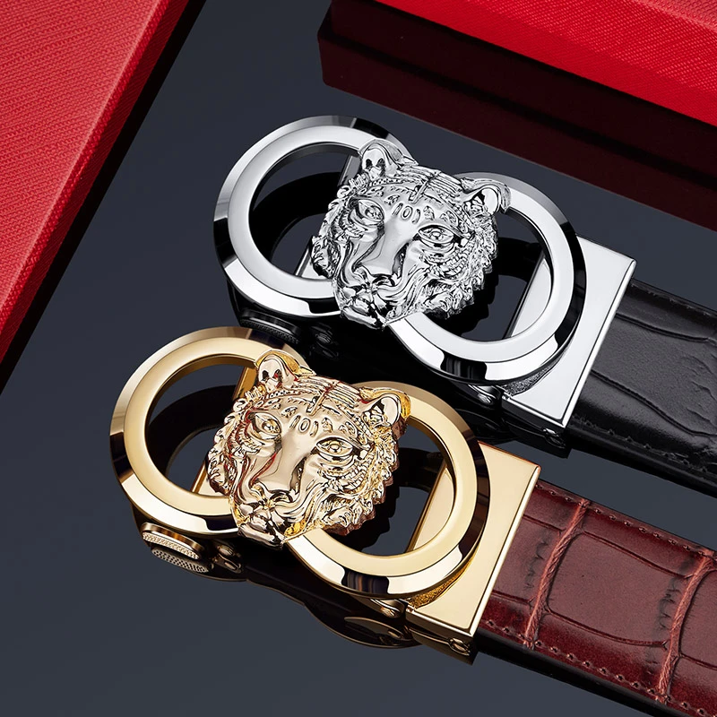 英皇保罗皮带男士时尚个性自动扣裤腰带虎年福虎吉祥高档真皮裤带