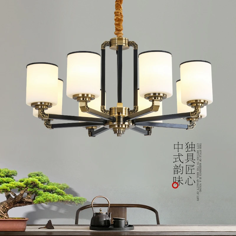 新中式吊灯锌合金客厅大厅灯中国风简约现代大气卧室餐厅主灯8811