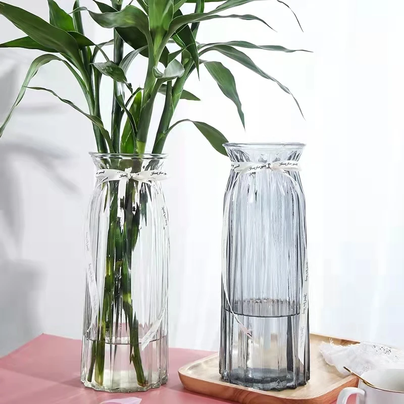 北欧创意家用玻璃花瓶大号水养玫瑰百合绿萝富贵竹插花瓶客厅摆件