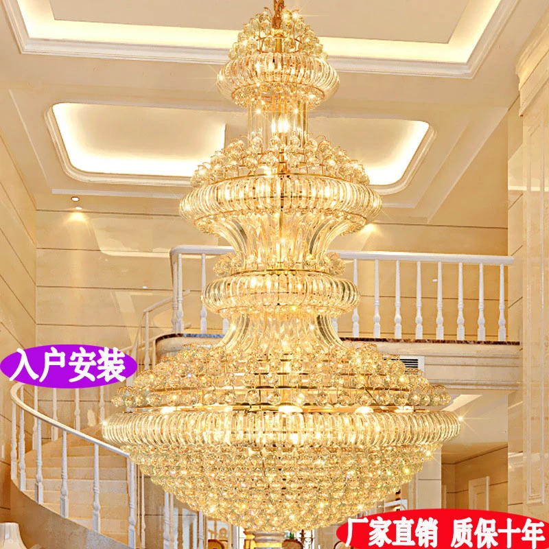 别墅水晶大吊灯欧式复式楼客厅吊灯简约现代楼中楼大厅楼梯长吊灯
