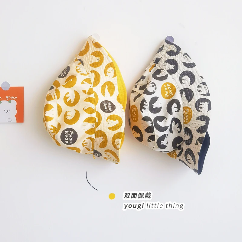 婴幼儿渔夫帽春季宝宝遮阳帽夏季男女童薄款防晒帽儿童小熊盘帽潮