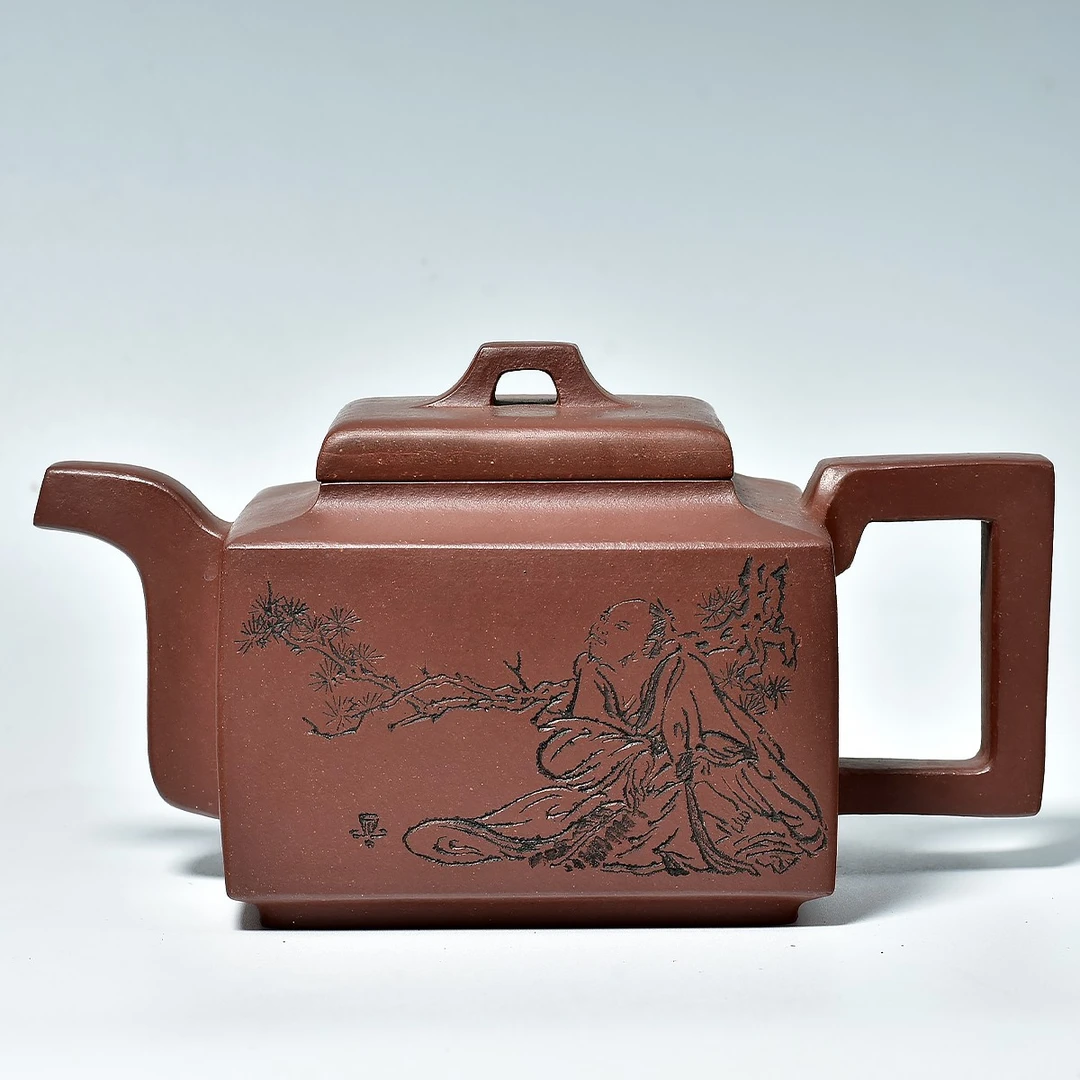 老洪手制·全手工方器  老紫泥 亚明四方 400ml