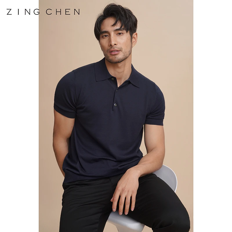 ZINGCHEN超柔长绒棉纯色针织polo衫男短袖纯棉透气翻领T恤夏季