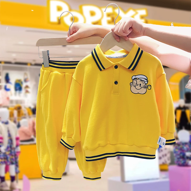 大力水手POPEYE 宝宝韩版两件套男女童2023春季新款儿童1Q9P076