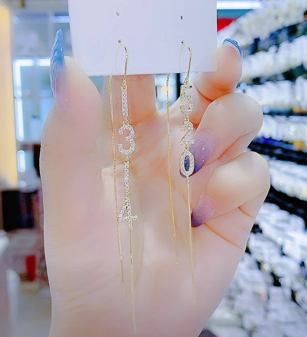 铜合金合成锆石耳饰 188-不对称微镶1314520防丢耳线耳环