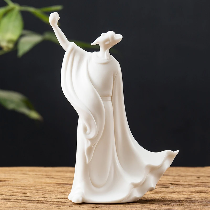 陶瓷李白醉酒当歌人物小摆件家居盆栽造景桌面书架禅意装饰工艺品