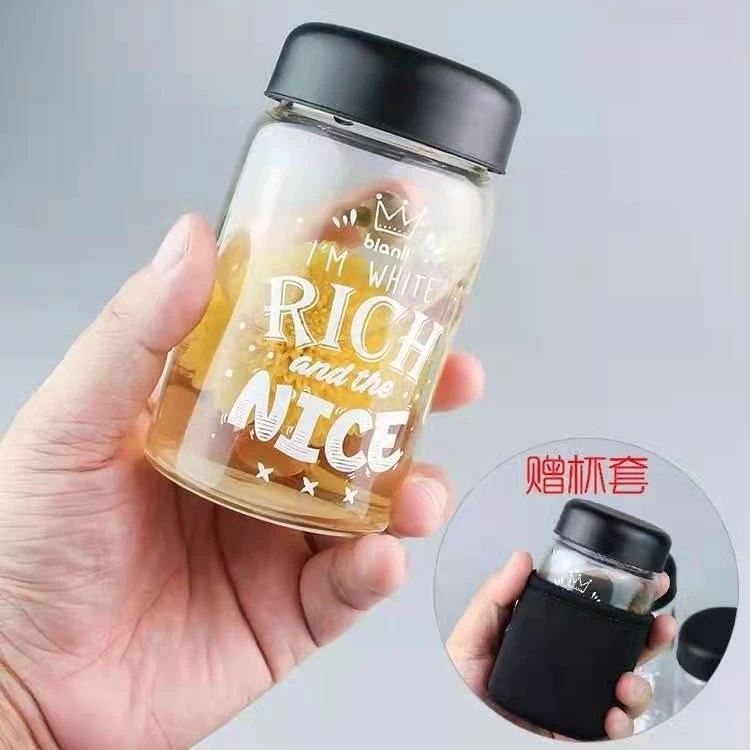 亲子情侣迷你玻璃杯带紧身杯套急冷急热依然坚固耐热 便携水杯