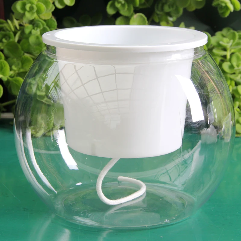 透明塑料花盆大号加厚可绿植鱼混养水培土培器皿绿萝办公桌圆花盆