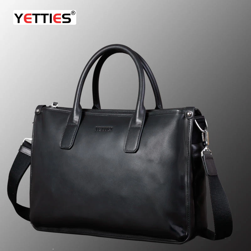 男士牛皮手提包加厚多隔层拉链包日系男包斜挎包真皮大容量公文包