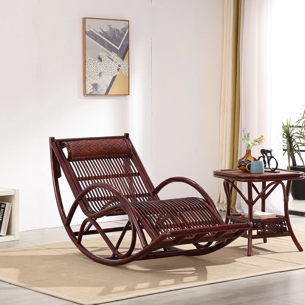 真藤摇椅藤椅躺椅阳台室内懒人椅网红睡椅休闲椅成年老人摇摇椅