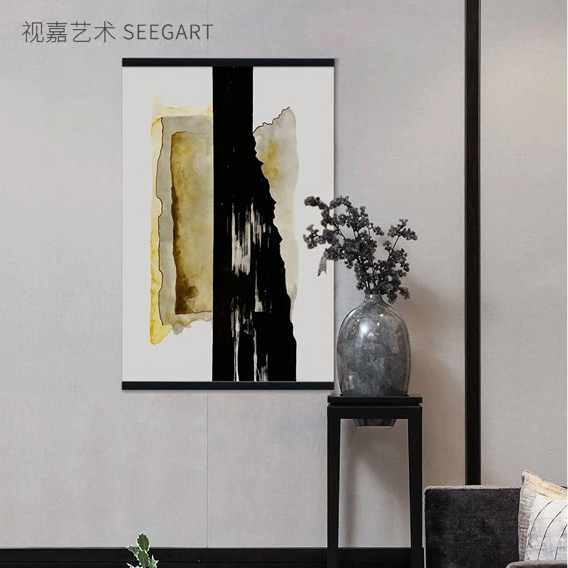卷轴挂画北欧风格装饰画客厅抽象壁画创意玄关背景墙挂布现代简约