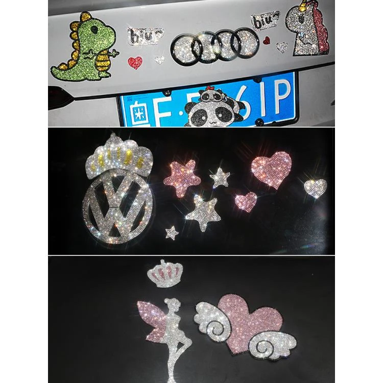 DIY水晶创意车载钻石贴纸个性定制卡通全车贴 中控后视镜车装饰贴