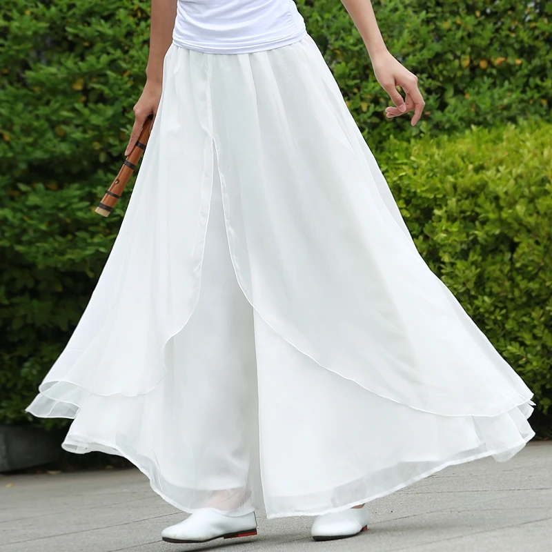 晓纱-中式中国风禅意女装茶服禅服禅舞瑜伽细纱宽腿裤舞裤阔腿裤