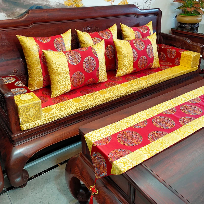 红木沙发坐垫套中式可拆洗实木沙发垫高密度海绵垫定做防滑五件套
