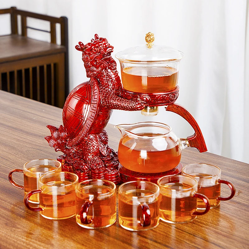 高档轻奢透明玻璃茶具套装磁吸半自动出水懒人家用创意泡茶壶茶杯