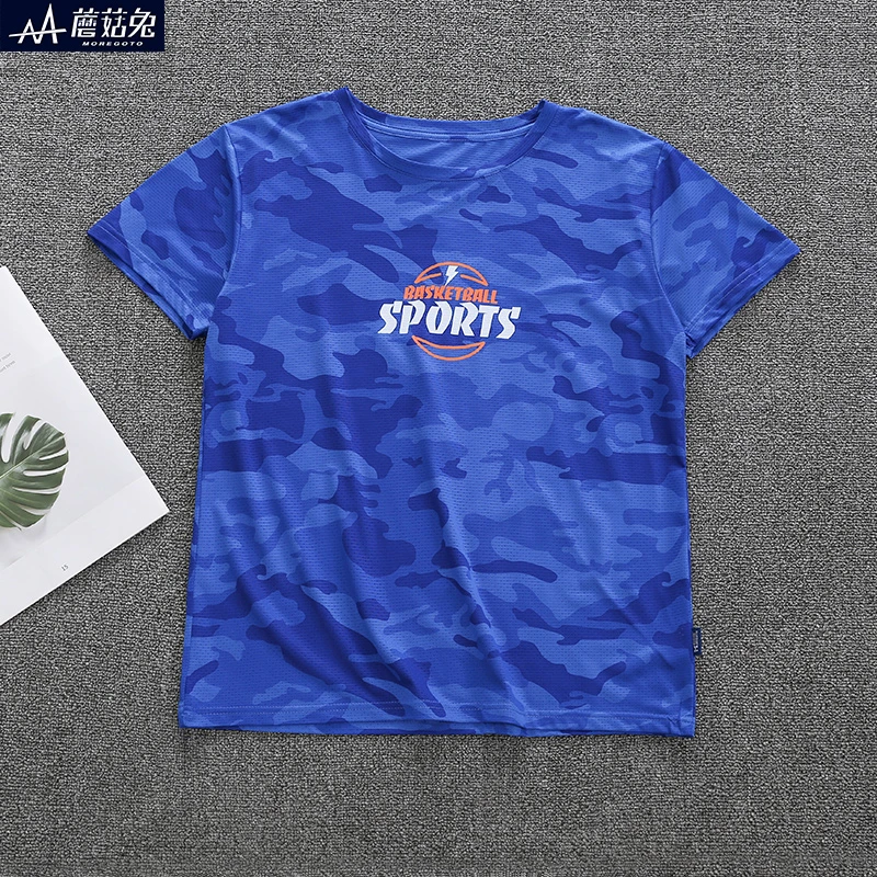 胖童装男童速干短袖夏季中大童男装加肥加大薄款半袖迷彩T恤透气