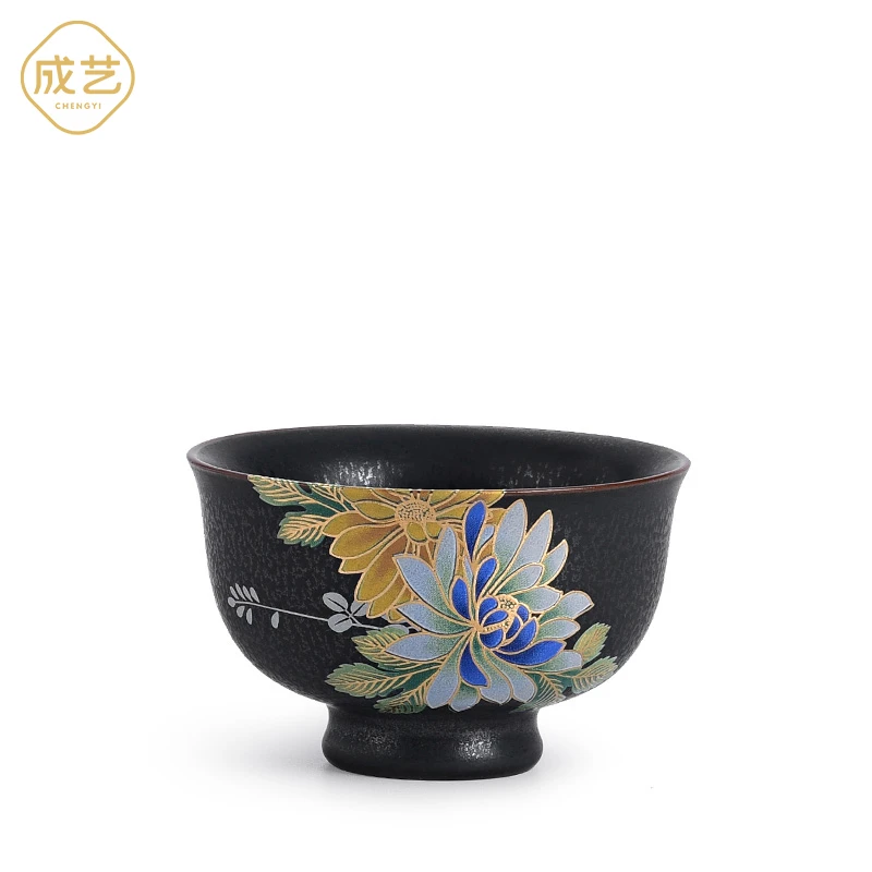 【成艺】清雅凝香系列单杯宋玉杯天目釉陶瓷品茗杯手工描金家用茶杯