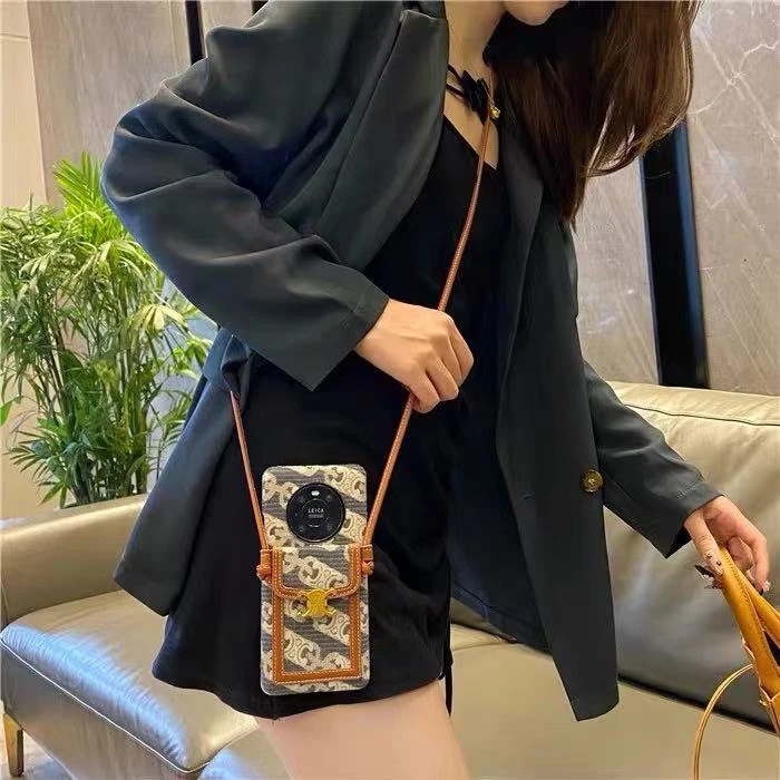 【华为】斜挎挂绳可背mate40pro手机壳p40pro女网红mate30pro插卡