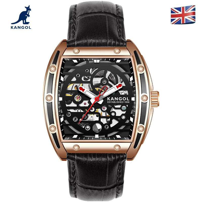 【远华专属】英国袋鼠全自动机械表时尚酒桶形腕表男k118