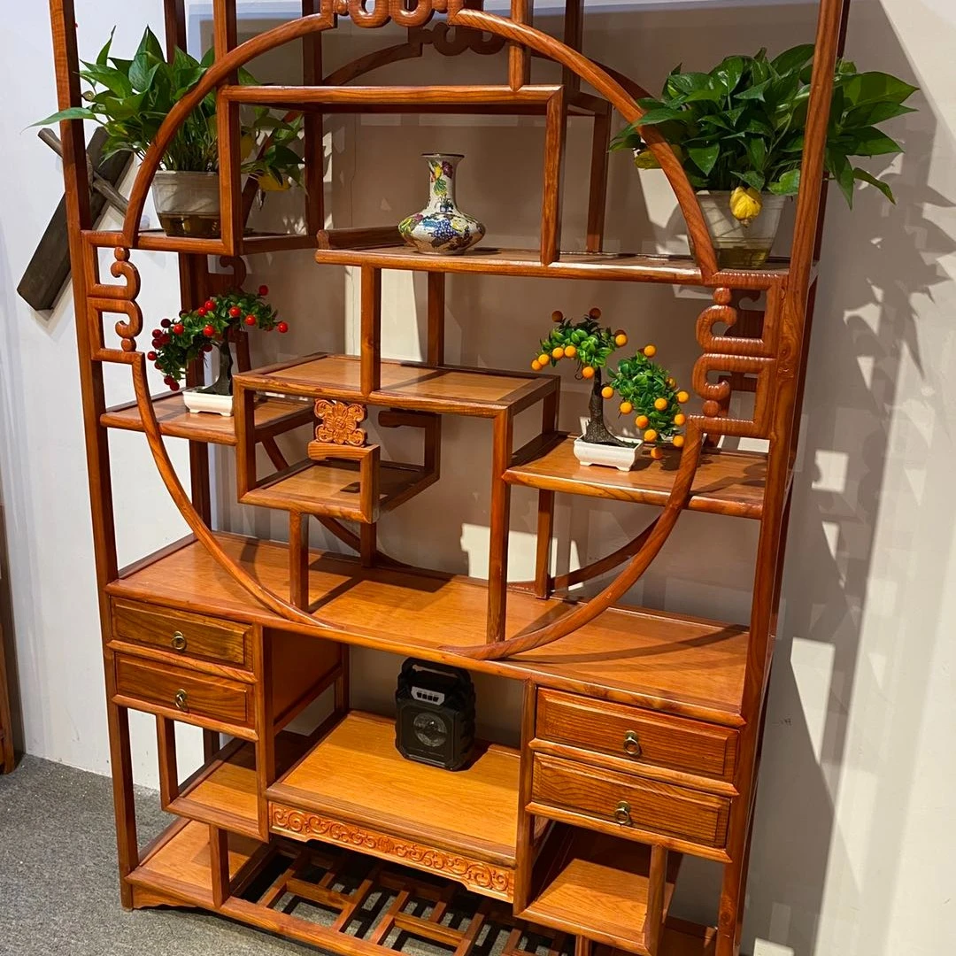 1.3米多宝阁博古架实木中式多层置物架家用多层陈列架茶叶展示柜