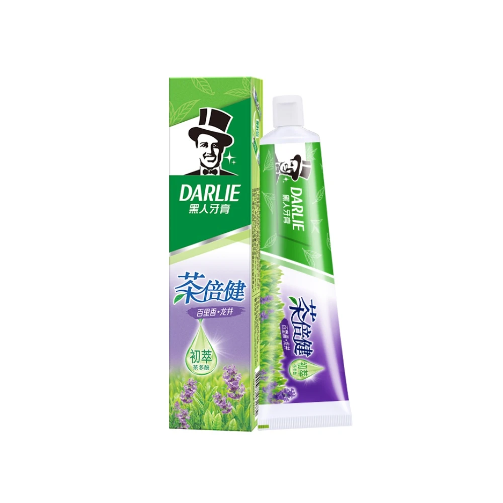 好来原黑人护龈家庭装超白牙膏茶倍健百里香清新草本清凉去黄龙井