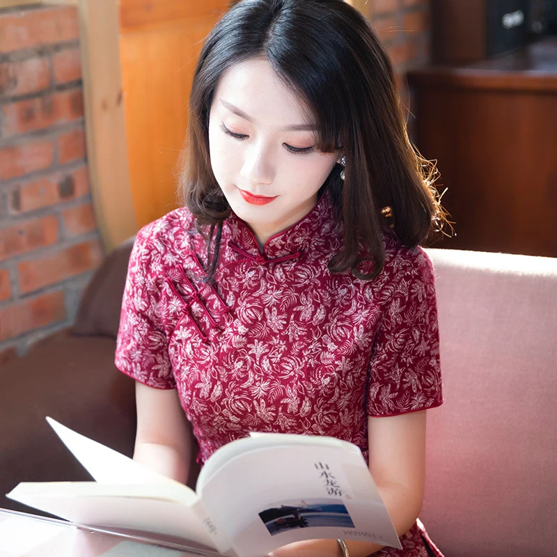 筠雅旗袍上衣唐装女中国风年轻款短袖棉麻茶服女夏中式女装9141