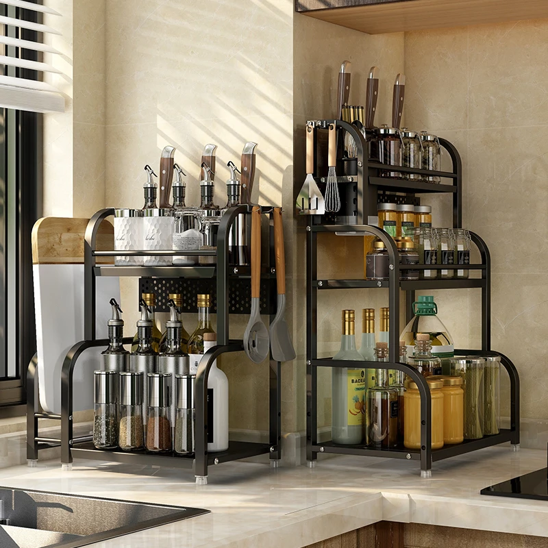 厨房置物架收纳神器不锈钢多功能调料调味刀架家用大全厨房整理架