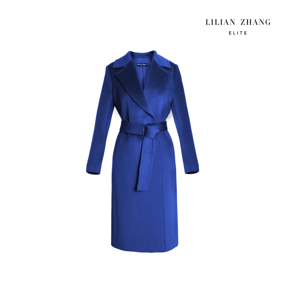 LILIAN ZHANG定制—— 宝石蓝羊绒系带轻奢秋冬大衣 1706003