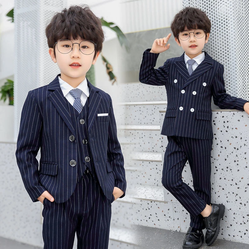 男童西装套装条纹礼服儿童花童主持人演出服钢琴婚礼韩版休闲宝宝
