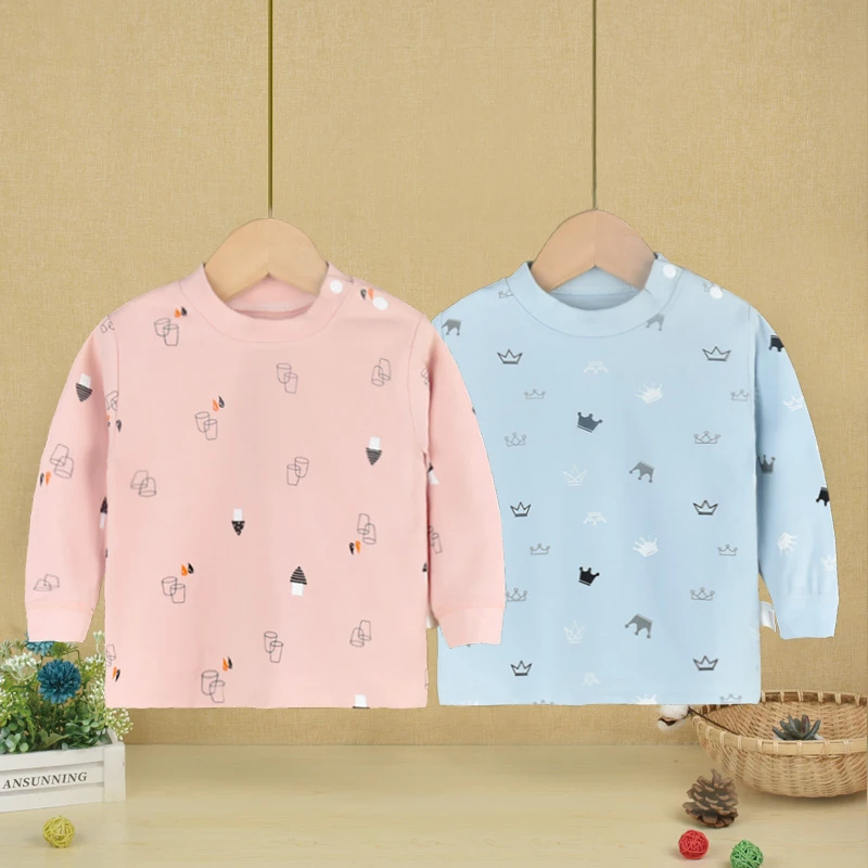 四季款5个月-5岁婴儿衣服新生儿肩开套头内衣男女宝宝秋衣上衣
