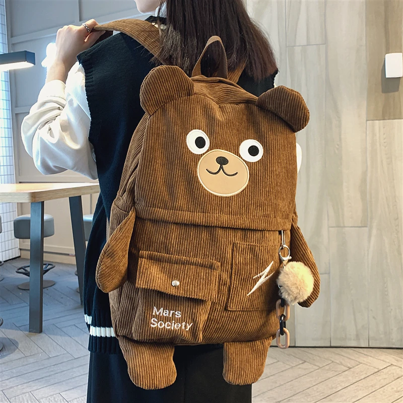 书包原宿风可爱小熊双肩包大学生高中生韩版原创小众大容休闲背包