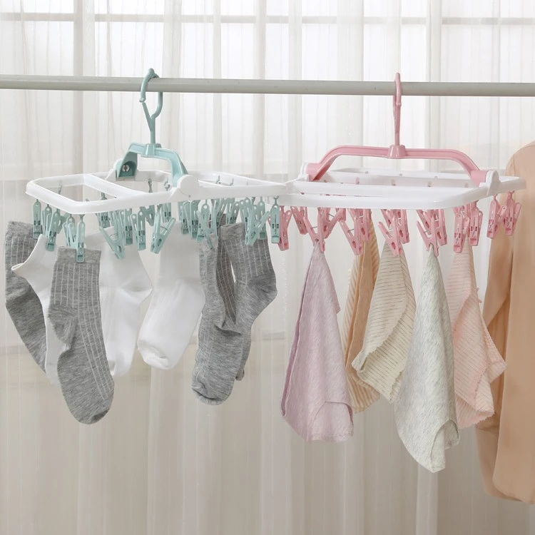 晾衣架多夹子婴儿晒袜子凉内裤挂钩挂宝宝内衣服圆形功能家用神器