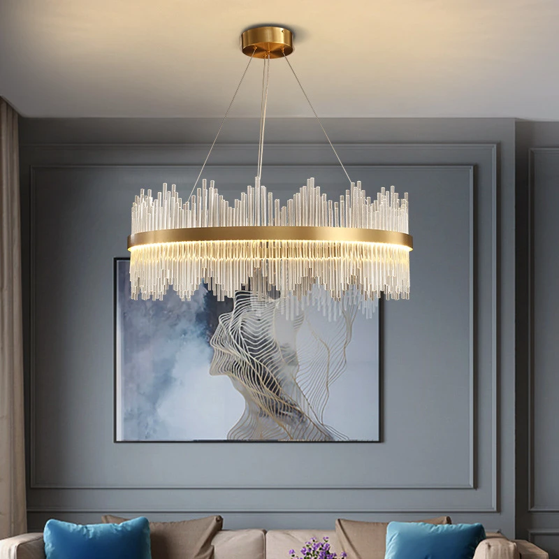 全铜轻奢客厅吊灯水晶高档灯具现代简约大气奢华餐厅灯饰创意主卧