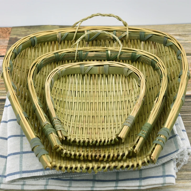 竹编筲箕商用迷你美观纯手工洗菜盆沥水淘米创意特色淘菜篮子