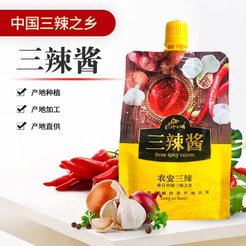 叶小铺三辣酱400g*4袋东北特产辣椒酱豆瓣酱熟酱蒜蓉辣酱老式手工