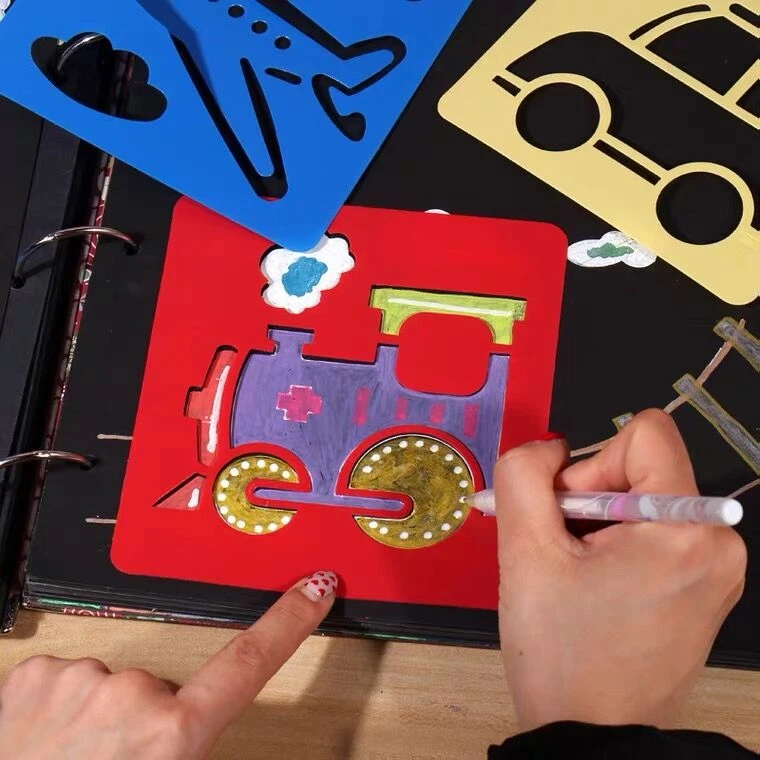 画画模板镂空卡通动物涂鸦工具DIY绘画拓印模具小学生手抄报素材