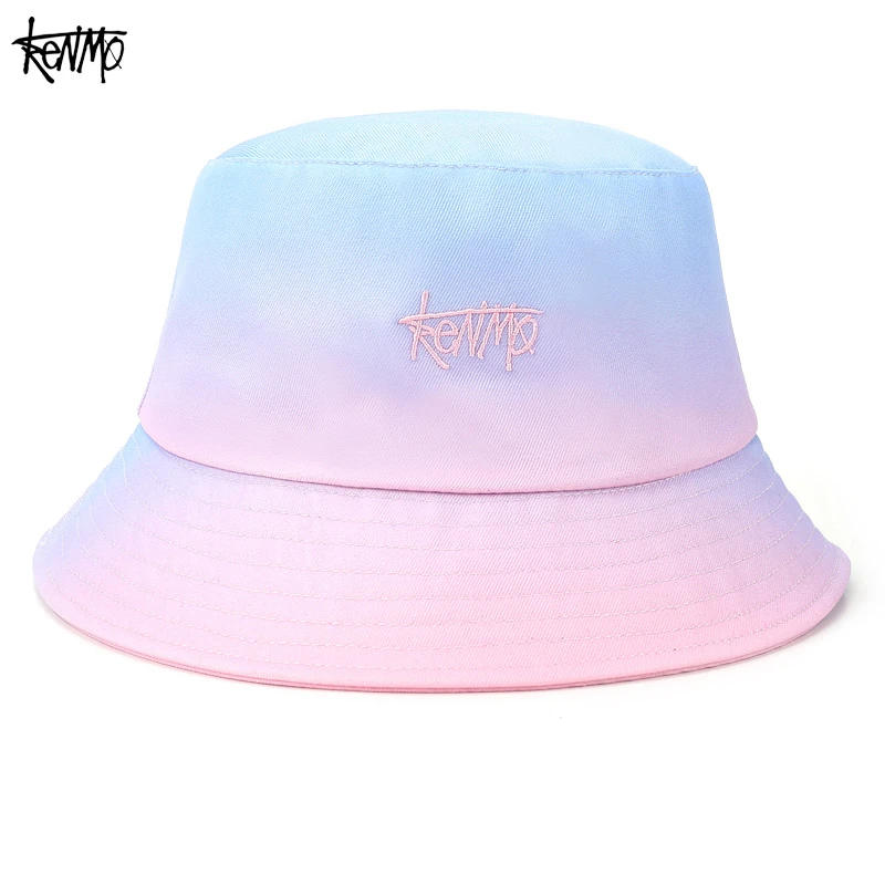 渔夫帽女韩版百搭日系学生大脸圆顶简约潮流短檐渐变色帽子