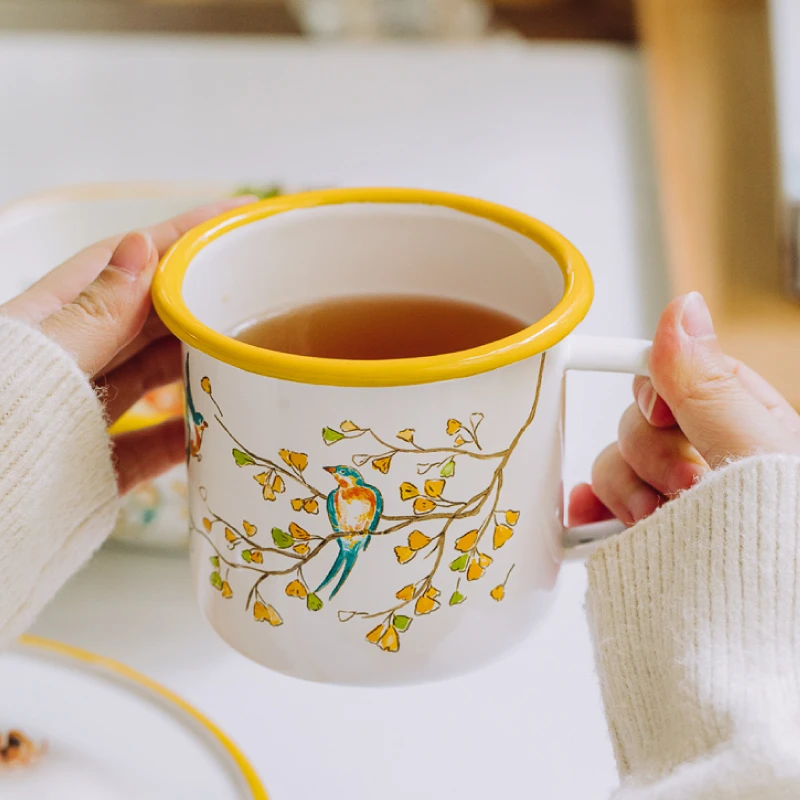 【树可设计】清欢餐具创意盘子吃饭碗家用碗盘杯子搪瓷分格盘深盘zb